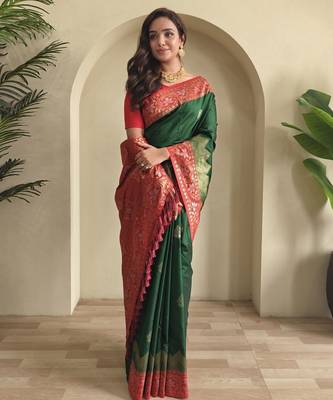 silk blendsarees with zari weaves contrast pallu & designer border 3