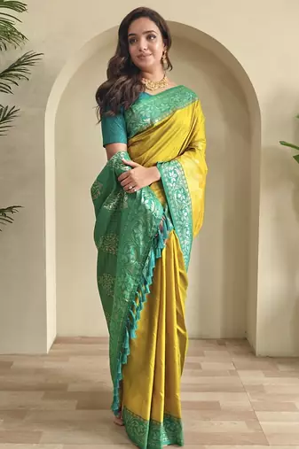 silk blendsarees with zari weaves contrast pallu & designer border