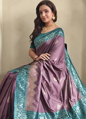 silk blendsarees with zari weaves contrast pallu & designer border 1