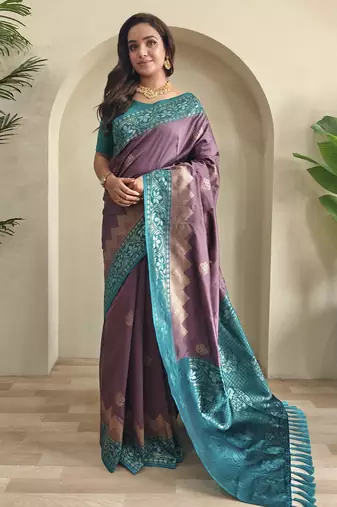 silk blendsarees with zari weaves contrast pallu & designer border