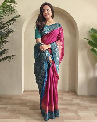 silk blendsarees with zari weaves contrast pallu & designer border 3