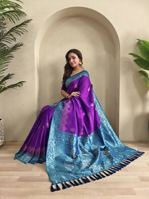 silk blendsarees with zari weaves contrast pallu & designer border 1