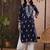 Hand embroidered navy blue rayon lucknowi chikankari straight kurta