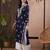 Hand embroidered navy blue rayon lucknowi chikankari straight kurta
