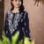 Hand embroidered navy blue rayon lucknowi chikankari straight kurta