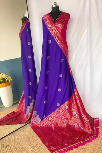 silk blendsarees with zari weaves contrast pallu & designer border