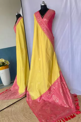 silk blendsarees with zari weaves contrast pallu & designer border