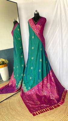 silk blendsarees with zari weaves contrast pallu & designer border 4