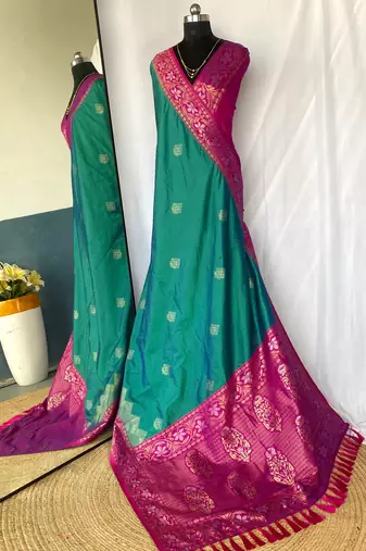 silk blendsarees with zari weaves contrast pallu & designer border