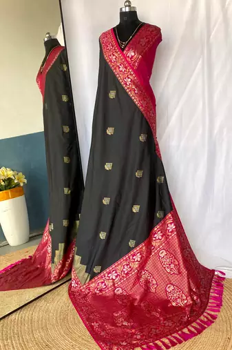 silk blendsarees with zari weaves contrast pallu & designer border