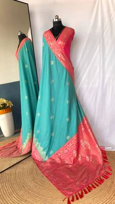 silk blendsarees with zari weaves contrast pallu & designer border 4