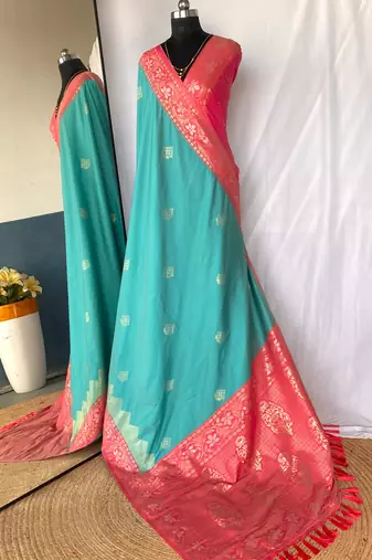 silk blendsarees with zari weaves contrast pallu & designer border