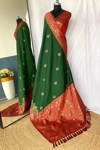 silk blendsarees with zari weaves contrast pallu & designer border