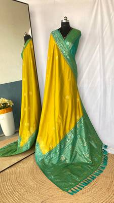 silk blendsarees with zari weaves contrast pallu & designer border 4
