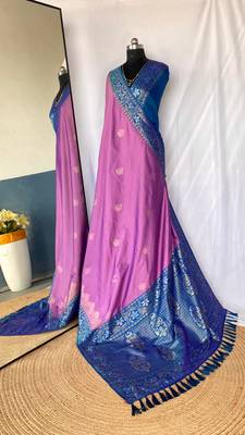 silk blendsarees with zari weaves contrast pallu & designer border 5