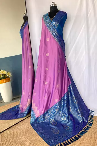 silk blendsarees with zari weaves contrast pallu & designer border