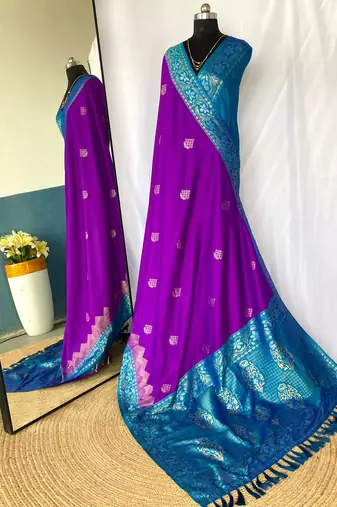 silk blendsarees with zari weaves contrast pallu & designer border