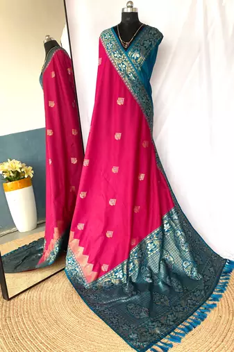 silk blendsarees with zari weaves contrast pallu & designer border