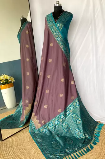 silk blendsarees with zari weaves contrast pallu & designer border