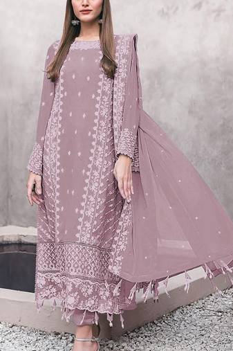 Light-pink embroderied faux-georgette salwar suit