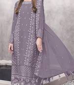 Grey embroderied faux-georgette salwar suit