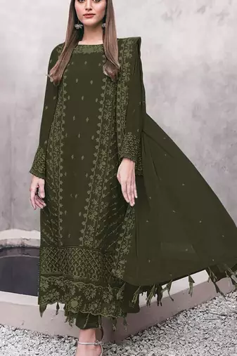 Mehendi embroderied faux-georgette salwar suit