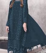 Navy-blue embroderied faux-georgette salwar suit