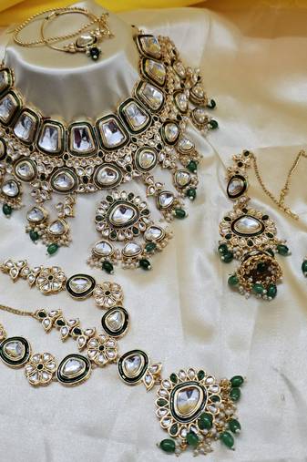 Green designer function wear heavy jewellery collection