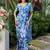 ready to wear blue georgette jungle print  saree