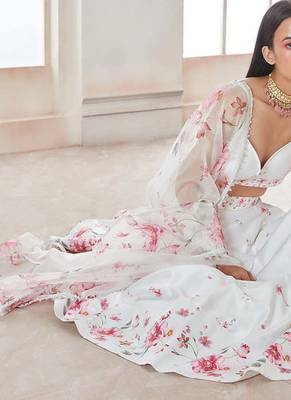 Digital Print Satin Semi Stitched Lehenga Choli With  Dupatta 4