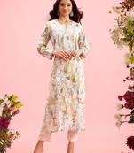 hand embroidered printed pista green chanderi lucknowi chikankari straight kurta