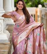 Lavender Banarasi Floral silk blend Saree