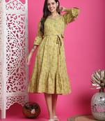  women's pure cotton foil printed western dress