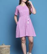women's cotton solid western dress