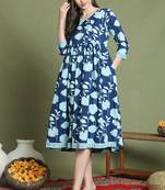 women's pure cotton jaipuri printed western dress