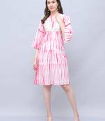 women's pure cotton tie-dye shibori printed western dress