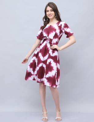 women's pure cotton tie-dye shibori printed western dress 1
