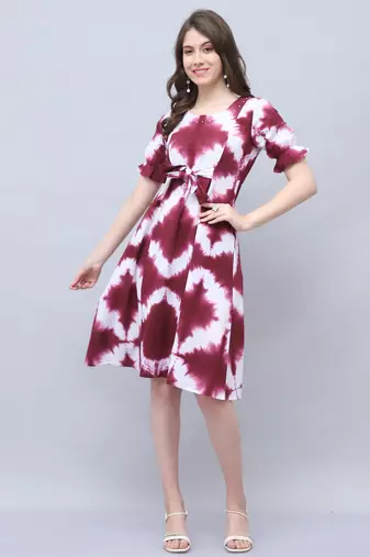 women's pure cotton tie-dye shibori printed western dress