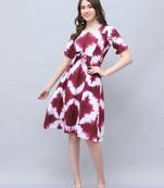 women's pure cotton tie-dye shibori printed western dress