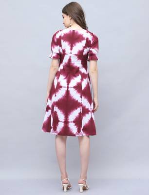 women's pure cotton tie-dye shibori printed western dress 2