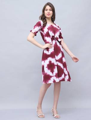 women's pure cotton tie-dye shibori printed western dress 3