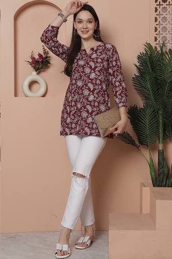 women's pure cotton foil printed tunic