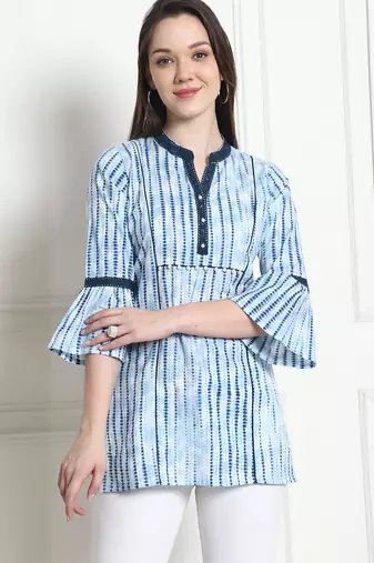 women's cotton tie-die printed tunic