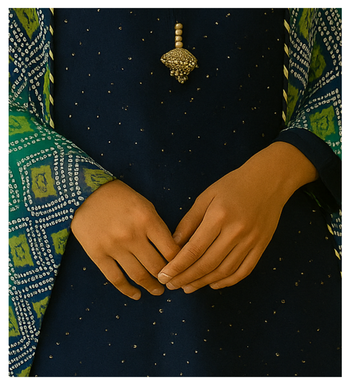 Cotton blend self weaving suit with bandhej print dupatta 3