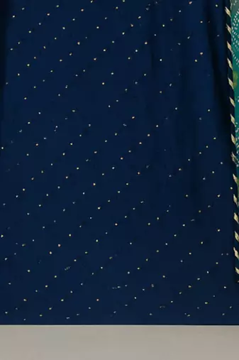 Cotton blend self weaving suit with bandhej print dupatta