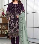 Wine embroderied with beads velvet plazo suit