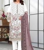 White embroderied with beads velvet plazo suit