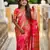 Dark Peach Banarasi Floral silk blend Saree