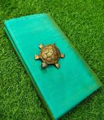 Sea green bishnupuri pure katan silk saree with blouse piece