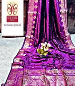 Purple manipuri pure silk saree with blouse piece